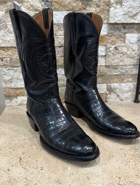 Black Jack American alligator Belly Black Cowboy Western Boots Men's Size 10.5 B